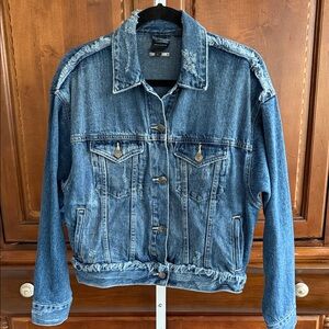 Armani Exchange Distressed Blue Denim Jacket